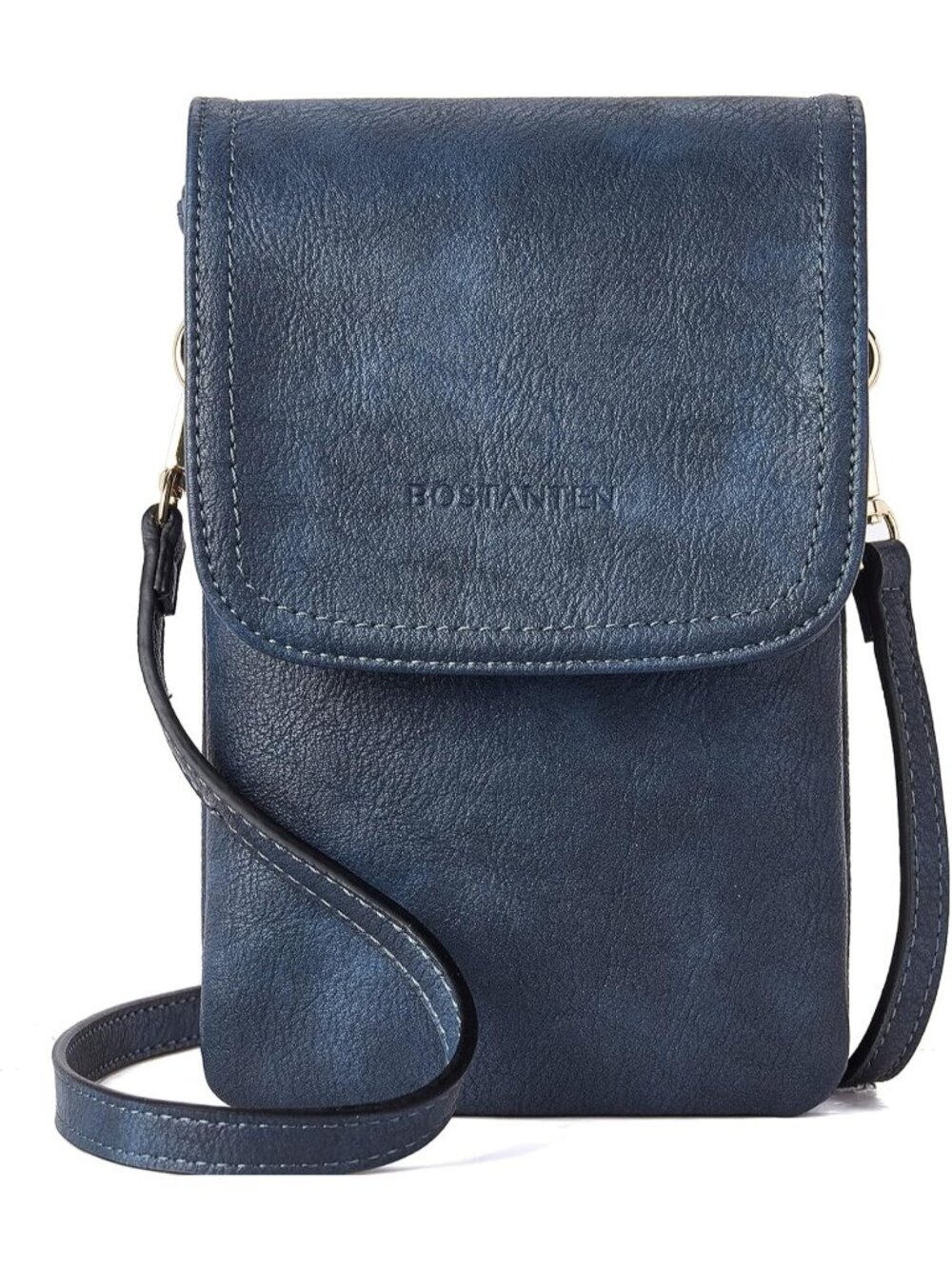 BOSTANTEN Women's Bag Navy Vegan Leather Crossbody Cell Phone Bag Wallet Purses